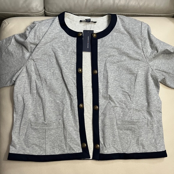 NWT - Tommy Hilfiger Women's Contrast Trim Open Front Jacket - Size XL - Picture 6 of 13